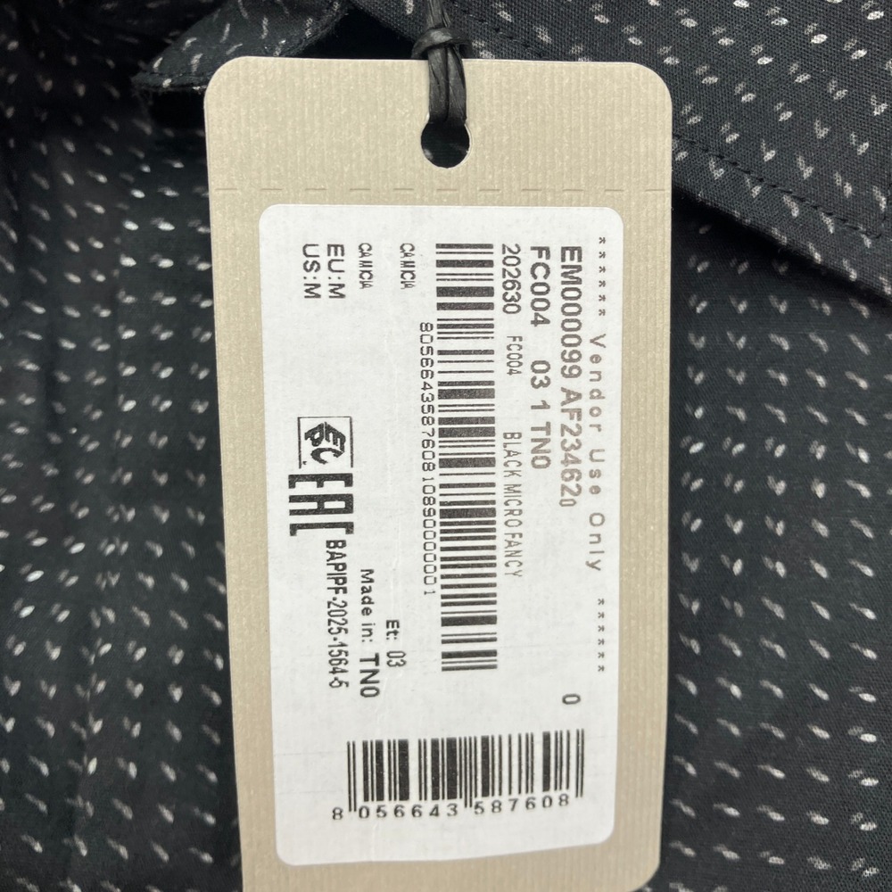 NEW Emporio Armani Mens M Button Down Shirt Black Micro Fancy $345 NWT - Picture 6 of 12